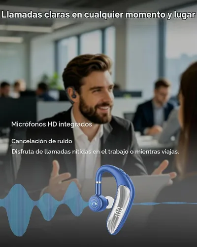 Vista 3 de Auriculares Bluetooth V5.4, auriculares inalámbricos para teléfono celular con pantalla LED, manos libres con micrófono para conducir, camionero