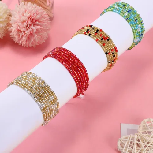 Vista 31 de 4 cuentas de cintura africana hechas a mano de 50 pulgadas para mujer, no elásticas (corbata)