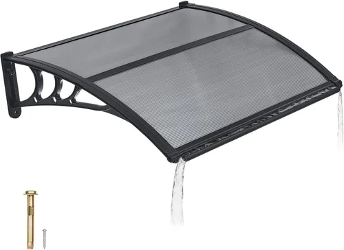 Vista 19 de VEVOR Toldo para puerta de entrada, toldo de puerta de ventana de 24 x 24 pulgadas con drenaje y soporte de ABS, cubierta de policarbonato