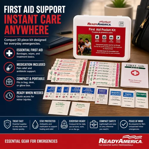 Vista 4 de Ready America 70185 kit de emergencia de gran calidad para 1 persona, mochila para 3 días