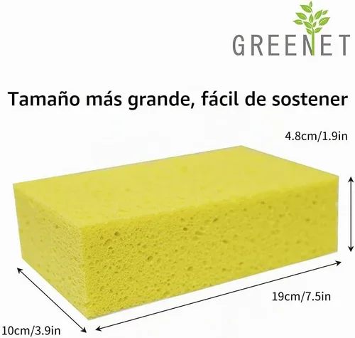 Vista 3 de Esponjas de limpieza grandes de celulosa natural (paquete de 3) – biodegradables, absorbentes, multiusos para cocina, coche y hogar