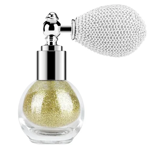 Vista 13 de KYDA Spray en polvo iluminador, spray de purpurina de alto brillo, maquillaje en polvo brillante, para cosméticos con purpurina facial y corporal