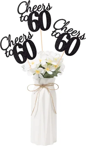 Vista 41 de Gexolenu Cheers to 21, paquete de 10 centros de mesa con purpurina dorada de doble cara para cumpleaños número 21 para mesas, palitos decorativos