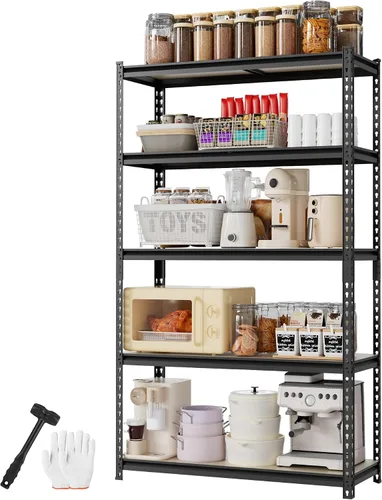 Vista 9 de WORKPRO Estantería negra de 5 niveles con tabla, 24.1 pulgadas de ancho x Negro