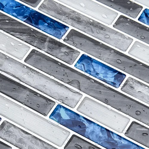 Vista 4 de Art3d - Vinilo adhesivo para pared, diseño de azulejos y ladrillos, antisalpicaduras, para la cocina, diseño de mármol azul, despegar y pegar