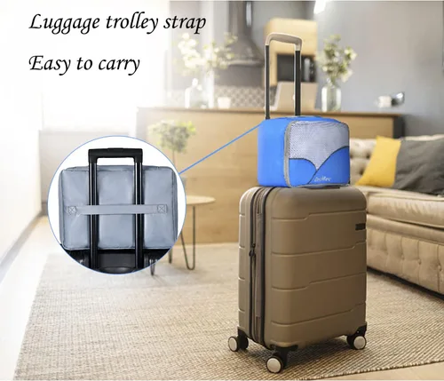 Vista 6 de Juego de 8 cubos de embalaje para viaje (L, M, S, XS), juego organizador de maletas para accesorios de viaje, artículos esenciales de viaje, bolsas