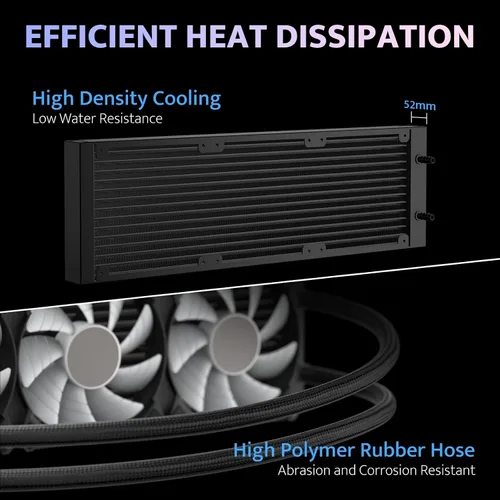 Vista 5 de darkFlash DV360S All-in-one Liquid CPU Cooler, 3.2” LCD Screen with 320 * 320 Resolution, ARGB Sync, PWM Fans 360mm Radiator, CPU PC Aio Cooler