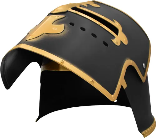 Vista 6 de Nicky Bigs Novelties Disfraz de casco medieval de caballero para adultos, accesorio para la cabeza de los cruzados templarios con máscara facial
