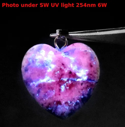 Vista 4 de 2PCs 0.787 in azul sodalita corazón en forma de colgantes w/plata plateado ojete natural piedra preciosa mineral mineral SW UV reactivo decorativo