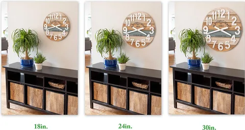 Vista 6 de Reloj de pared de madera multicolor de 18.0 in, playa costera marítima (azul, 18 pulgadas)