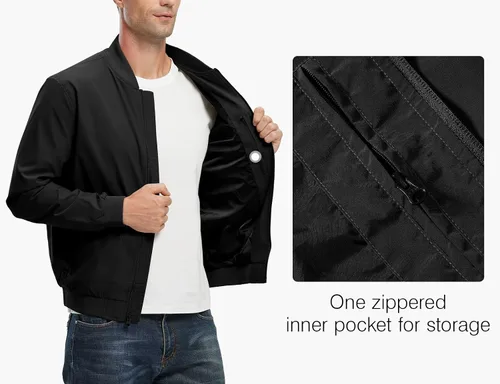 Vista 4 de Rdruko Chaqueta Bomber Ligera para Hombre Cazadora Cortavientos Casual Elegante a la Moda