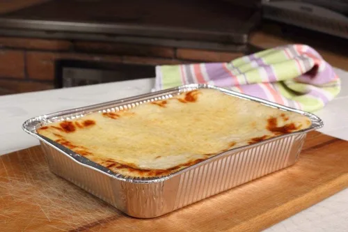 Vista 7 de Sartenes de aluminio con tapas, bandejas desechables de papel de aluminio profundo para asar y hornear, bandejas extra resistentes y duraderas