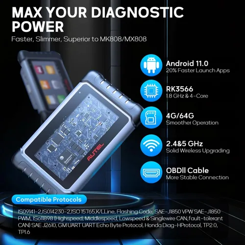 Vista 3 de Autel Escáner OBD2 MaxiCOM MK808Z Herramienta de diagnóstico automotriz - Igual que MK808S MX808S, Android 11, pruebas bidireccionales como MK900