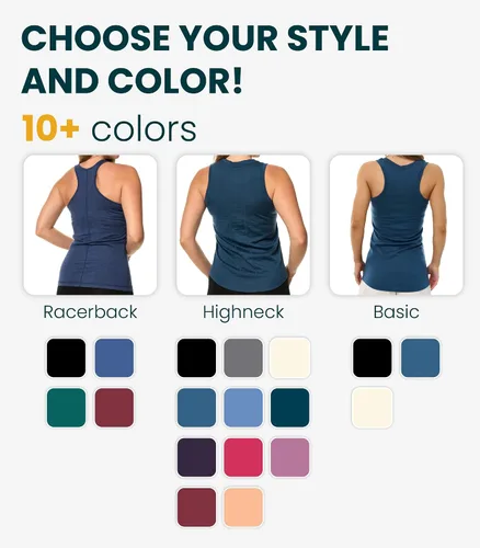 Vista 3 de 100% Merino Wool Tank Top Women - Active Sleeveless Undershirt Base Layer Denim Cuello Alto