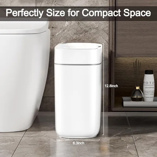 Vista 2 de MOPALL Cubo de Basura Automático con Sensor de Movimiento para Baño con Tapa, Cubo de Basura sin Contacto de 3.5 Galones, Cubo de Basura Inteligente
