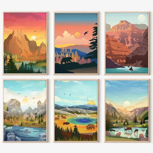 Vista 16 de cupmod Paquete de 6 kits de pintura por números para adultos principiantes, Número Boho Acrílico Fácil, DIY Números de Acuarela en Lienzo Sin Marco