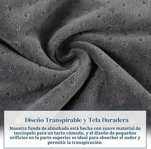 Vista 3 de Remerry 2 fundas de almohada cervical de terciopelo de 16 x 6 pulgadas con cremallera, solo fundas de almohada de cuello redondo, fundas de almohada