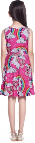 Vista 6 de Jxstar Vestidos sin mangas para niñas, ropa casual de verano para niños pequeños