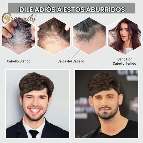 Vista 4 de Creamily - Peluca corta marrón para hombres, cabello rizado en capas de Corto - Marrón