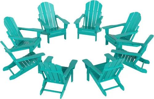 Vista 27 de WO Home Furniture Laguna Silla plegable Adirondack de polietileno de alta densidad, silla para patio para todo tipo de clima, para jardín al aire