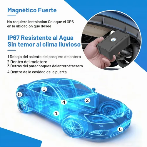 Vista 4 de GPS Tracker para vehículos, batería de larga duración, seguimiento en tiempo real, magnético