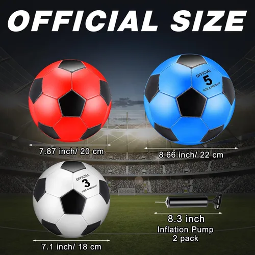 Vista 2 de Deekin 12 pelotas de fútbol a granel con bomba desinflada, tamaños 3, 4, 5, tamaño oficial, pelota de fútbol deportiva para niños, jóvenes