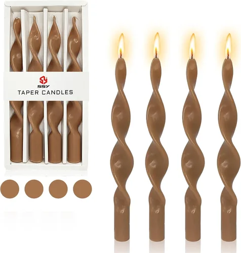 Vista 51 de SM101 - Vela cónica roja, velas en espiral de 10 pulgadas, velas largas cónicas sin goteo para cena, mesa de comedor, boda, fiesta, fiesta, Rojo