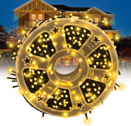 Vista 16 de Kwaiffeo - luces de Navidad blancas, 100 pies de longitud, 300 luces LED, impermeables, enchufables, para interiores y exteriores, 8 modos de luz