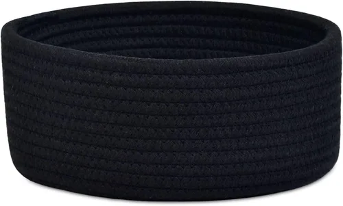 Vista 9 de ABenkle Cesta tejida pequeña, cesta de almacenamiento vacía pequeña y poco profunda, mini cestas de cuerda de algodón, cesta decorativa redonda