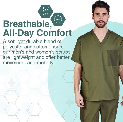 Vista 7 de Natural Uniforms Cómodo ajuste para hombre, uniforme de trabajo, 8 bolsillos