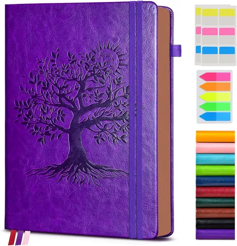 Vista 28 de Diario vintage de cuero con 300 páginas numeradas, diario rayado A4 para hombres y mujeres, diarios para escribir, cuaderno de rayas universitarias