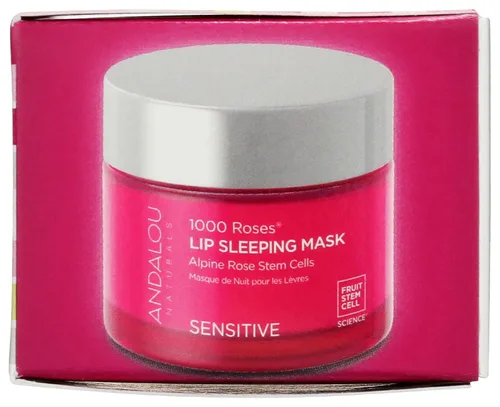 Vista 5 de Andalou Naturals Mask 1000 ROSES, máscara para dormir durante la noche para labios secos y agrietados, bálsamo regordete, hidratante y calmante