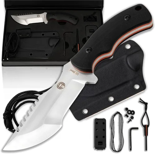 Vista 8 de Holtzman's Gorilla Survival Baby Tracker Cuchillo de caza y campamento de hoja fija con iniciador de fuego y kit completo de supervivencia táctica
