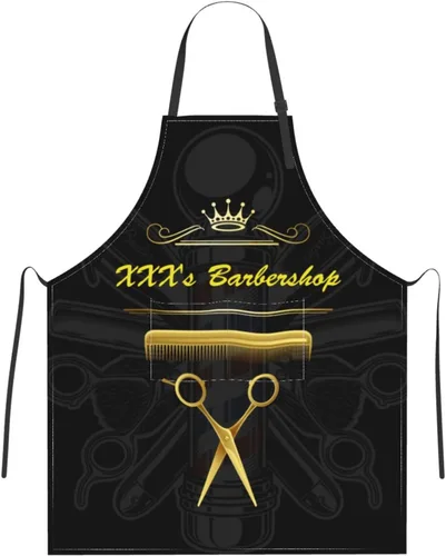 Vista 26 de Delantal de peluquería personalizado para hombres y mujeres, delantal de peluquería con texto personalizado con bolsillos, delantal ajustable