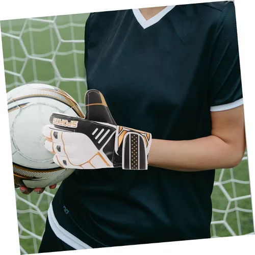 Vista 7 de Guantes de portero de fútbol con protección de látex para dedos de palma y malla transpirable para entrenamiento y partidos guantes de fútbol negros