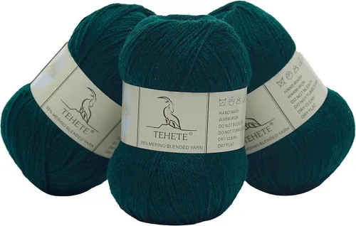 Vista 9 de Ovillo de lana de merino para tejer (3 capas) suave y ligero de 150g para ganchillo (Beige)