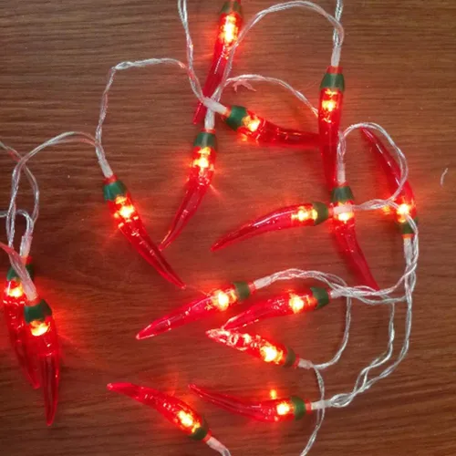 Vista 5 de OSALADI Guirnalda de luces LED de chile de 9.8 ft, 20 LED, funciona con pilas, luces rojas de chile para decoración de festivales, luces de chile