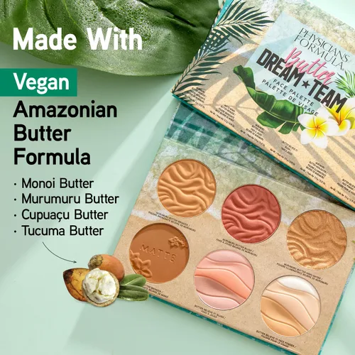 Vista 5 de Physicians Formula - Paleta de mantequilla, bronceador nutritivo, rubor, resaltador y mezcla de polvo facial hidratante, libre de crueldad - Equipo