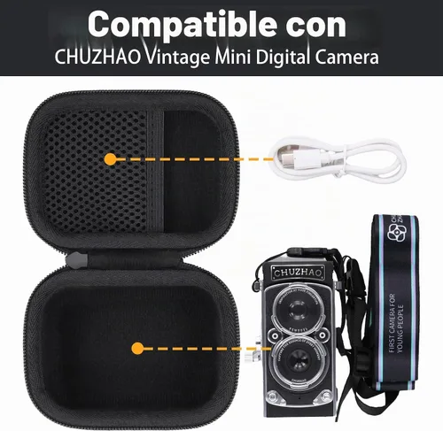 Vista 4 de Estuche para Cámara para Cámara Vintage Mini Digital CHUZHAO, Compatible con Cámara Compacta Retro de Estilo TLR Portátil Pequeña de Autofoco