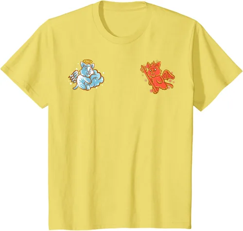 Vista 89 de Camiseta de gato ángel y diablo sentado en tu hombro Nerd Kitten, Negro