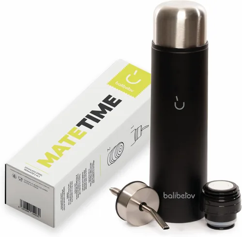 Vista 8 de BALIBETOV - Botella de yerba mate autoservable de 25 onzas, vaso de acero inoxidable aislado al vacío con doble boquilla, cafetera todo en uno a