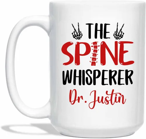 Vista 11 de Taza de té blanca personalizada con nombre quiropráctico de 11 onzas, 15 onzas, taza de café quiropráctico personalizada, taza de café quiropráctica
