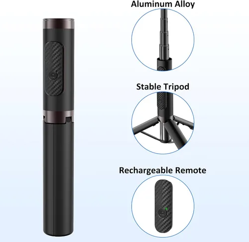 Vista 8 de Selfie Stick - Trípode de aleación de aluminio para selfie stick con soporte de trípode plegable para viajes, rotación de 270 grados, compatible
