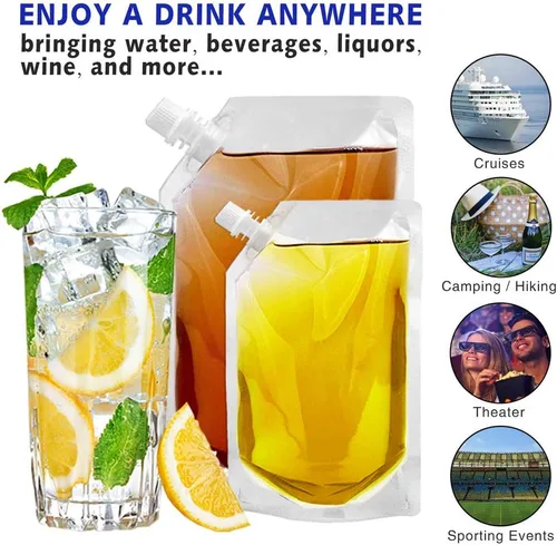 Vista 6 de Frascos de Plástico-Corredores de Ron Bolsas de Licor de Plástico para Colar Alcohol, A Prueba de Fugas, Sin BPA, Kit de Frasco de Viaje de Jugo