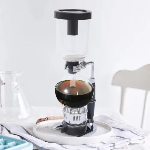 Vista 3 de Siphon - Cafetera de sifón, 16.9 fl oz, cafetera sifón de mesa, cafetera sifón de acero inoxidable, cafetera al vacío, color negro
