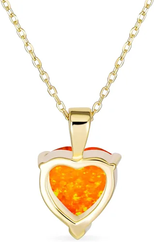 Vista 2 de Romántica nupcial Danity Opulencia 5CT Juego de puntas solitario creado naranja blanco ópalo colgante en forma de corazón para mujer, chapado en oro