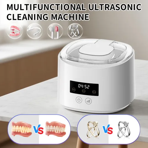 Vista 4 de Limpiador ultrasónico de dentaduras postizas, máquina limpiadora de retenedores para dentaduras, protectores bucales, frenillos, cabezales
