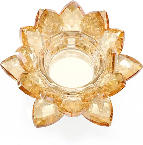 Vista 8 de OwnMy Portavelas de Luz de Té con Flor de Loto de Cristal, Portavelas Votivo de Pétalos de Loto, Lámpara de Velas, Soporte de Velas de Té de Flor