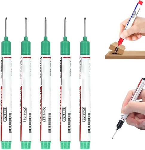 Vista 22 de 5PCS Long Head Deep Hole Markers, 45MM Long Nib Oil Ink Carpenter Pen 45MM Black