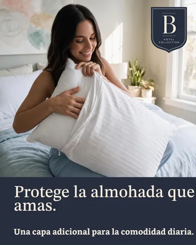 Vista 2 de Beckham Hotel Collection Protectores de Almohada Tamaño Queen Blancos con Cremallera Juego de 2, Fundas Protectoras de Almohada de Algodón Suave